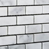 Carrara White Marble Honed Baby Brick Mosaic Tile - American Tile Depot - Commercial and Residential (Interior & Exterior), Indoor, Outdoor, Shower, Backsplash, Bathroom, Kitchen, Deck & Patio, Decorative, Floor, Wall, Ceiling, Powder Room - 3