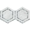 Carrara White Marble Honed 5" Hexagon Combination MosaicTile w / Blue-Gray