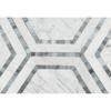 Carrara White Marble Honed 5" Hexagon Combination MosaicTile w / Blue-Gray