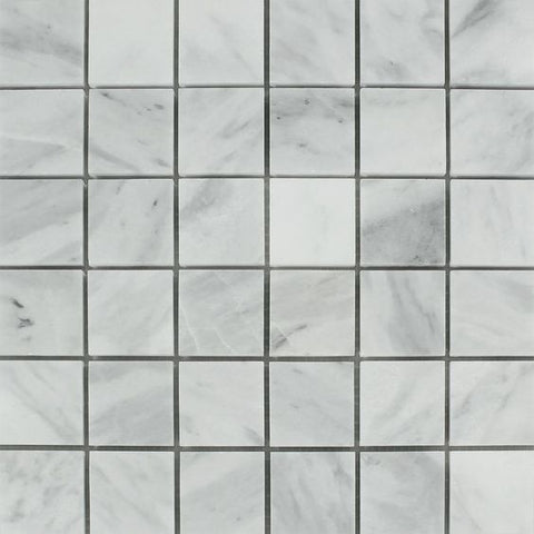 2 X 2 Bianco Venatino (Bianco Mare) Marble Honed Mosaic Tile - American Tile Depot - Shower, Backsplash, Bathroom, Kitchen, Deck & Patio, Decorative, Floor, Wall, Ceiling, Powder Room, Indoor, Outdoor, Commercial, Residential, Interior, Exterior