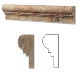 Scabos Travertine Honed OG-2 Chair Rail Molding Trim - American Tile Depot - Commercial and Residential (Interior & Exterior), Indoor, Outdoor, Shower, Backsplash, Bathroom, Kitchen, Deck & Patio, Decorative, Floor, Wall, Ceiling, Powder Room - 1