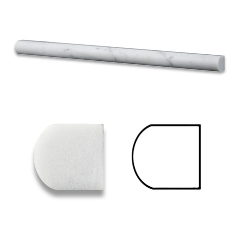 Carrara White Marble Polished 3/4 X 12 Bullnose Liner - American Tile Depot - Commercial and Residential (Interior & Exterior), Indoor, Outdoor, Shower, Backsplash, Bathroom, Kitchen, Deck & Patio, Decorative, Floor, Wall, Ceiling, Powder Room - 1