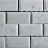 2 X 4 Carrara White Marble Polished & Beveled Brick Mosaic Tile - American Tile Depot - Shower, Backsplash, Bathroom, Kitchen, Deck & Patio, Decorative, Floor, Wall, Ceiling, Powder Room, Indoor, Outdoor, Commercial, Residential, Interior, Exterior