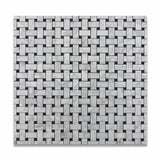 Carrara White Marble Polished Basketweave Mosaic Tile w/ Black Dots