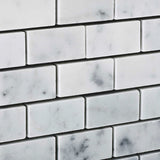 1 X 2 Carrara White Marble Honed Brick Mosaic Tile - American Tile Depot - Shower, Backsplash, Bathroom, Kitchen, Deck & Patio, Decorative, Floor, Wall, Ceiling, Powder Room, Indoor, Outdoor, Commercial, Residential, Interior, Exterior