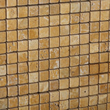 5/8 X 5/8 Gold / Yellow Travertine Tumbled Mosaic Tile - American Tile Depot - Commercial and Residential (Interior & Exterior), Indoor, Outdoor, Shower, Backsplash, Bathroom, Kitchen, Deck & Patio, Decorative, Floor, Wall, Ceiling, Powder Room - 2