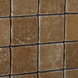 2 X 2 Noce Travertine Tumbled Mosaic Tile - American Tile Depot - Shower, Backsplash, Bathroom, Kitchen, Deck & Patio, Decorative, Floor, Wall, Ceiling, Powder Room, Indoor, Outdoor, Commercial, Residential, Interior, Exterior