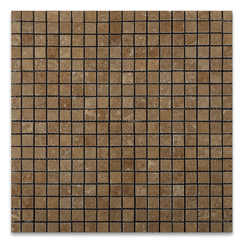 5/8 X 5/8 Noce Travertine Tumbled Mosaic Tile - American Tile Depot - Commercial and Residential (Interior & Exterior), Indoor, Outdoor, Shower, Backsplash, Bathroom, Kitchen, Deck & Patio, Decorative, Floor, Wall, Ceiling, Powder Room - 1