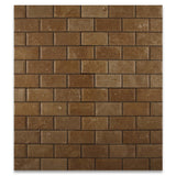2 X 4 Noce Travertine Honed & Beveled Brick Mosaic - American Tile Depot - Shower, Backsplash, Bathroom, Kitchen, Deck & Patio, Decorative, Floor, Wall, Ceiling, Powder Room, Indoor, Outdoor, Commercial, Residential, Interior, Exterior