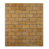 2 X 4 Gold / Yellow Travertine Tumbled Brick Mosaic Tile