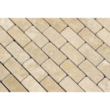 1 X 2 Durango Cream Travertine Tumbled Brick Mosaic Tile