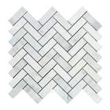 Oriental White / Asian Statuary Marble 1 x 3 Herringbone Mosaic Tile Polished - American Tile Depot