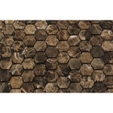Emperador Dark Marble Tumbled 1" Mini Hexagon Mosaic Tile