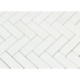 Thassos White Marble Polished 1 x 3 Herringbone Mosaic Tile - American Tile Depot