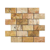 2 X 4 Scabos Travertine Honed & Beveled Brick Mosaic