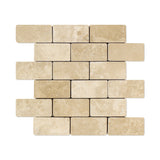 2 X 4 Durango Cream Travertine Tumbled Brick Mosaic Tile