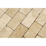 2 X 4 Durango Cream Travertine Tumbled Brick Mosaic Tile