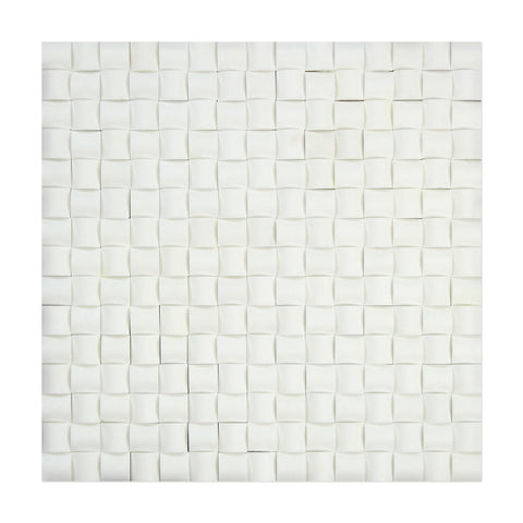 Thassos White Marble Honed 3D Small Bread Mosaic Tile