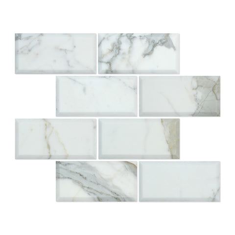 3 X 6 Calacatta Gold Marble Polished & Deep-Beveled Field Tile - American Tile Depot - Shower, Backsplash, Bathroom, Kitchen, Deck & Patio, Decorative, Floor, Wall, Ceiling, Powder Room, Indoor, Outdoor, Commercial, Residential, Interior, Exterior