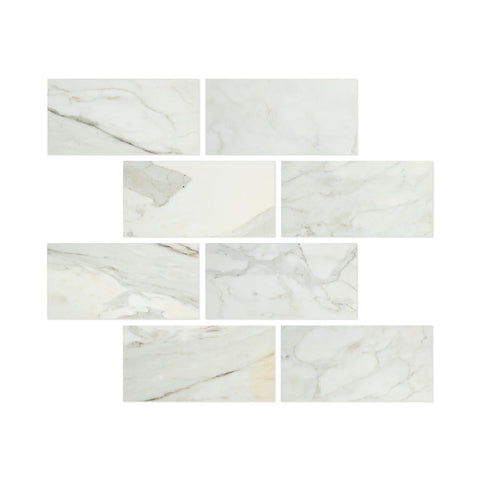 6 X 12 Calacatta Gold Marble Honed Subway Brick Field Tile - American Tile Depot - Commercial and Residential (Interior & Exterior), Indoor, Outdoor, Shower, Backsplash, Bathroom, Kitchen, Deck & Patio, Decorative, Floor, Wall, Ceiling, Powder Room - 1