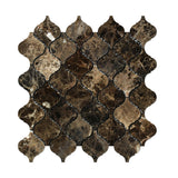 Emperador Dark Marble Polished Lantern Arabesque Mosaic Tile