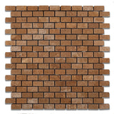 Noce Travertine Mini Brick Mosaic Tile Tumbled- American Tile Depot