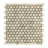 Crema Marfil Marble Honed Penny Round Mosaic Tile - American Tile Depot - Commercial and Residential (Interior & Exterior), Indoor, Outdoor, Shower, Backsplash, Bathroom, Kitchen, Deck & Patio, Decorative, Floor, Wall, Ceiling, Powder Room - 1