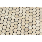 Crema Marfil Marble Honed Penny Round Mosaic Tile - American Tile Depot - Commercial and Residential (Interior & Exterior), Indoor, Outdoor, Shower, Backsplash, Bathroom, Kitchen, Deck & Patio, Decorative, Floor, Wall, Ceiling, Powder Room - 2