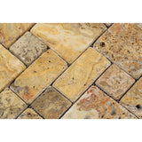 Scabos Travertine 3-Pieced Mini-Pattern Tumbled Mosaic Tile