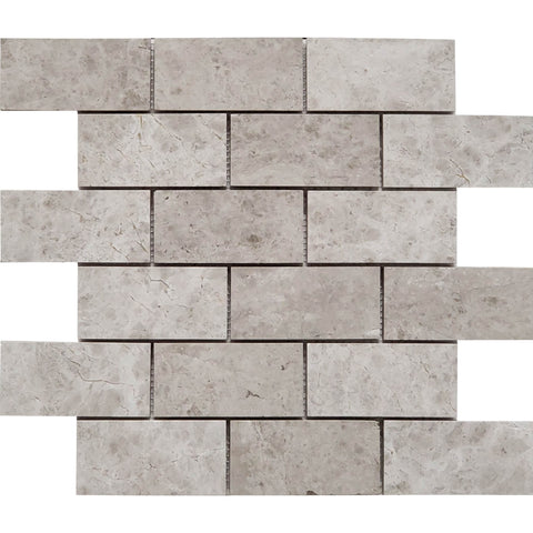 2 X 4 Tundra Gray (Atlantic Gray) Marble Honed Brick Mosaic Tile
